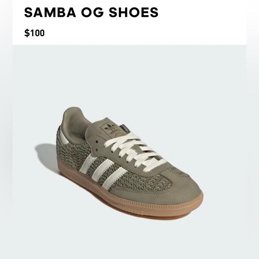 NWT Adidas - Samba OG, Orbit Green & Cream, Size 6.5